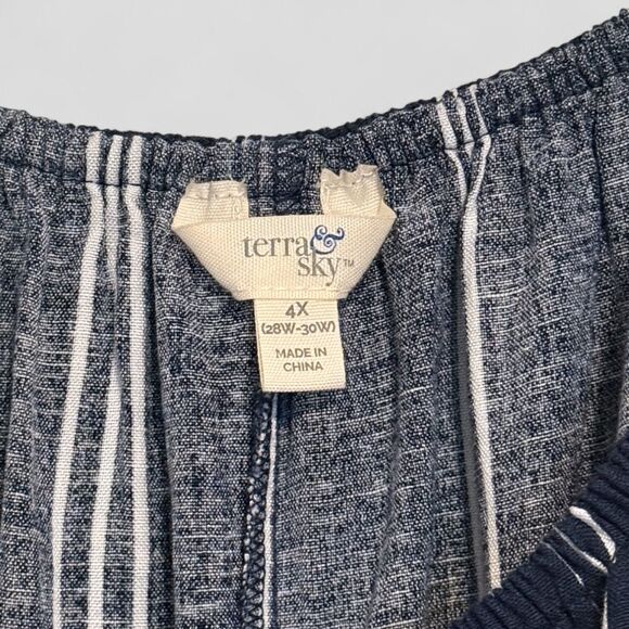 Terra & Sky Off the Shoulder Midi Dress Button Down Smocked Size 4X / 28W-30W - Picture 9 of 10